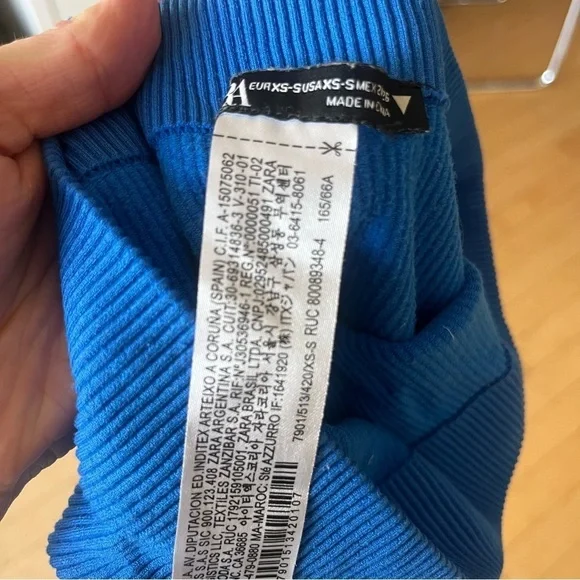 Zara Blue Ribbed Matching Workout Set - Picture 8 of 9